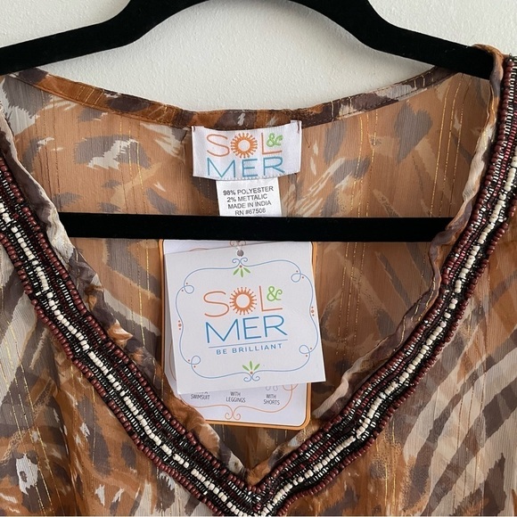 SOL & MER Swimwear Coverup Tunic Mini Dress
Animal Leopard Cheetah Print M/L - Picture 8 of 13